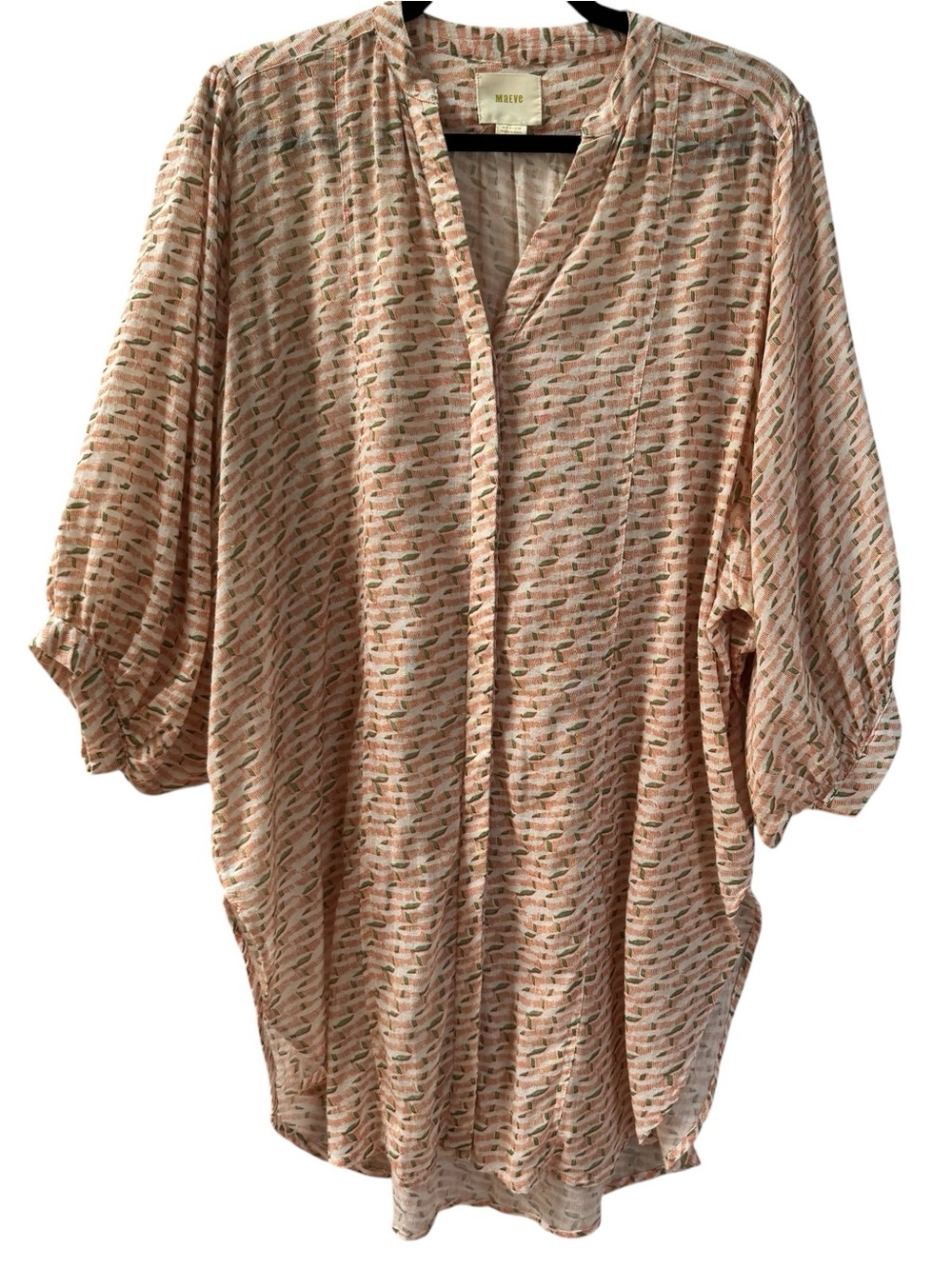 Maeve‎ Lena Yarn-Dyed Tunic Top Orange Boho Oversized M